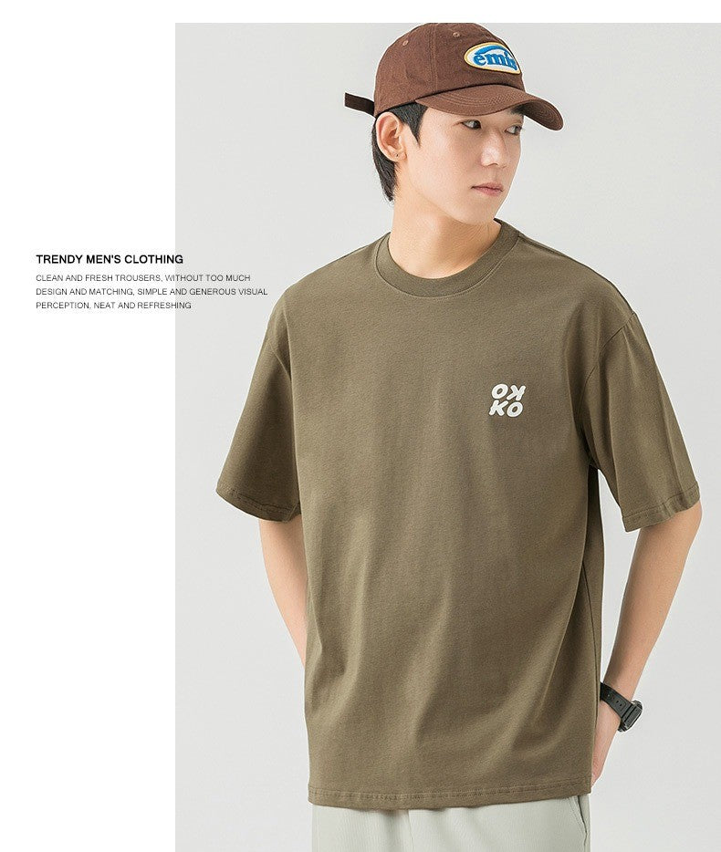 CBE1390-96B 純棉200克國潮T恤短袖寬鬆上衣字母印花