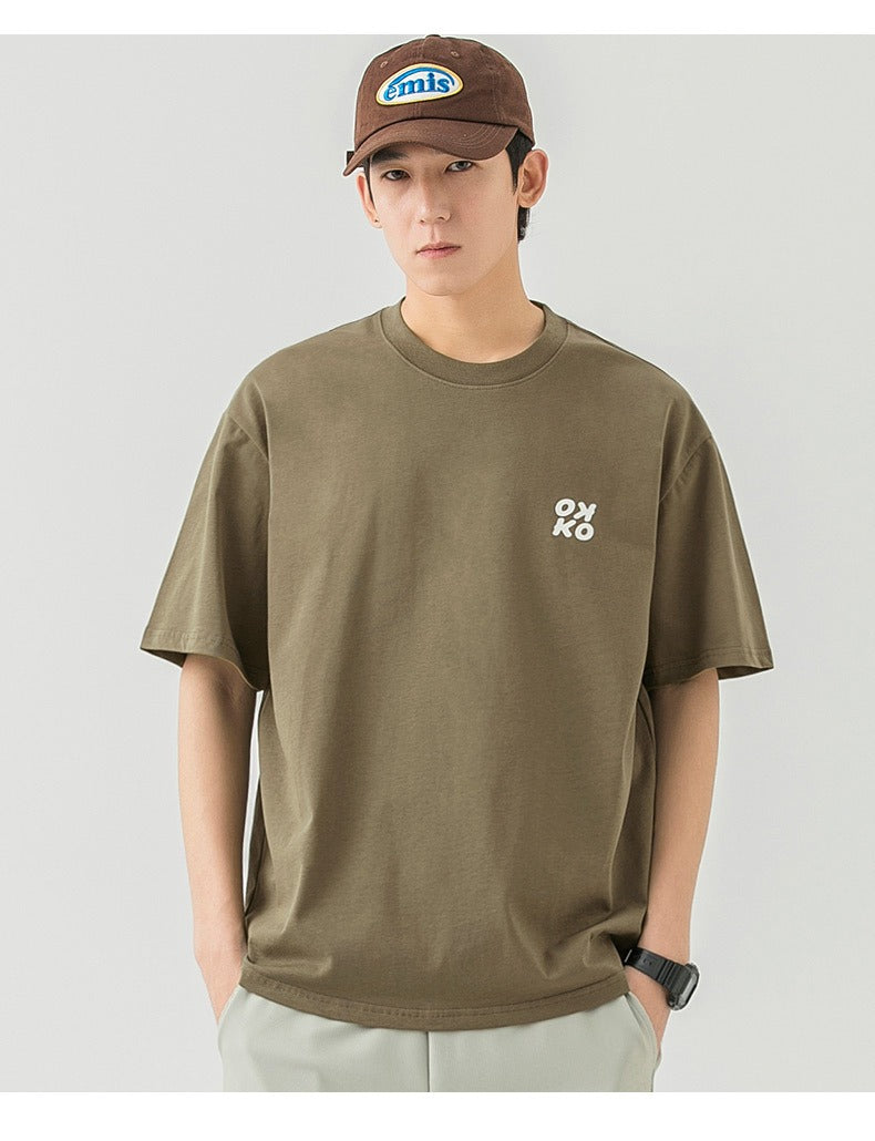CBE1390-96B 純棉200克國潮T恤短袖寬鬆上衣字母印花