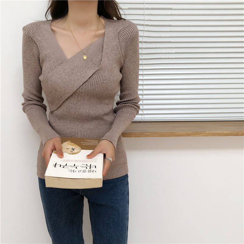 📺︎︎ CGD141-88B 秋冬不規則修身長袖內搭打底針織衫(7色)