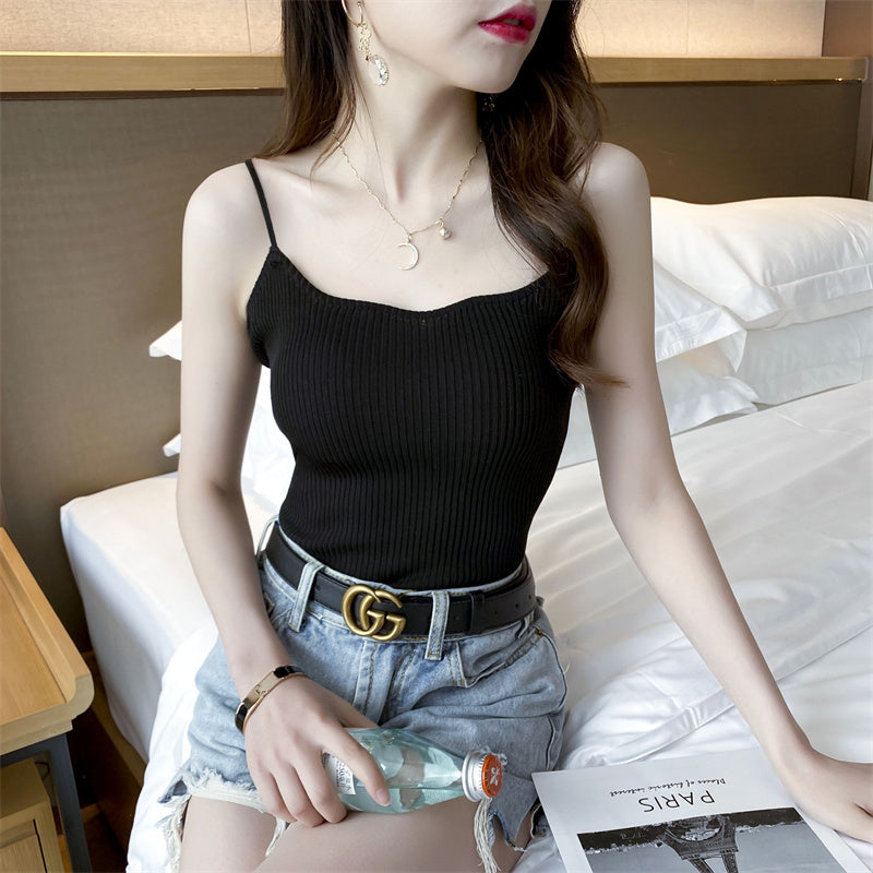 CGF3302-36H 夏新款針織小吊帶背心夏內搭外穿設計感小眾打底抹胸上衣(6色)