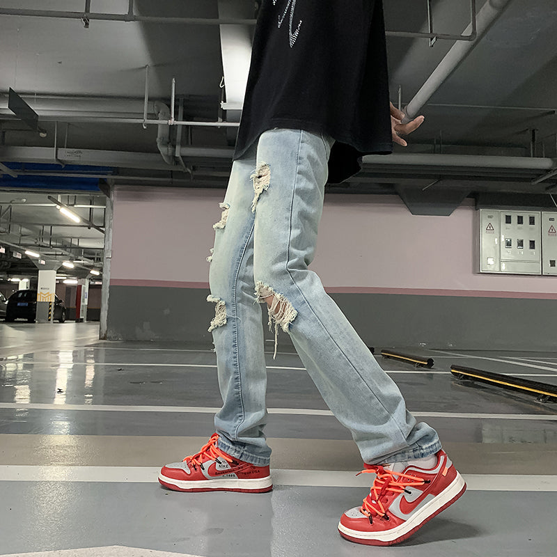 CBATYD743-103-1B 美式復古潮牌破洞牛仔褲