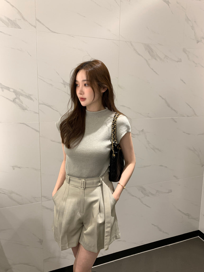 CGE8874-77B韓國ins夏季簡約立領針織衫女顯瘦氣質减齡上衣