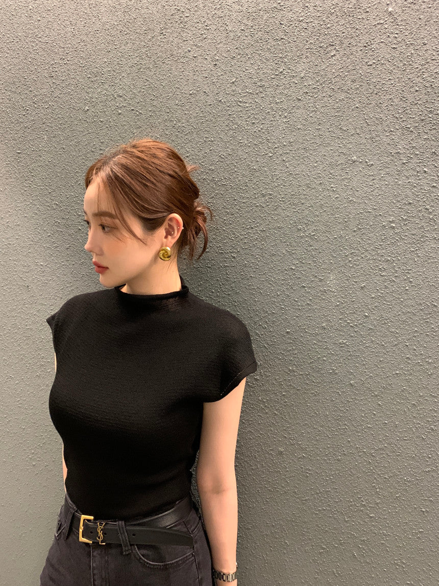 CGE8874-77B韓國ins夏季簡約立領針織衫女顯瘦氣質减齡上衣