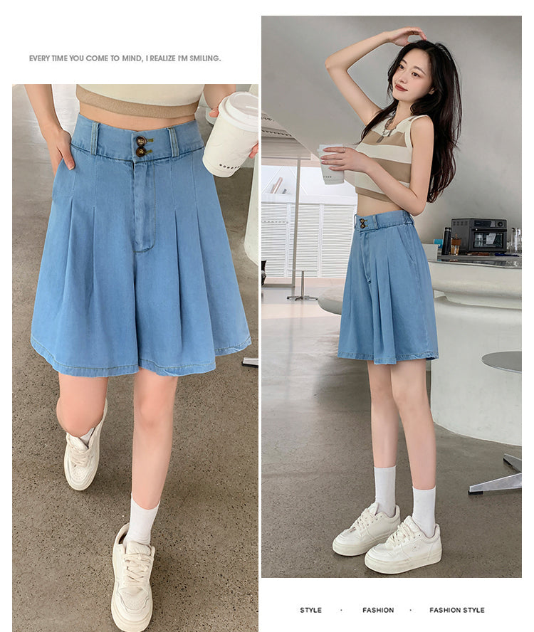 📺︎︎ CGS9560-36H 天絲牛仔褲夏季超薄款冰絲寬鬆直筒闊腿五分短褲(2色)