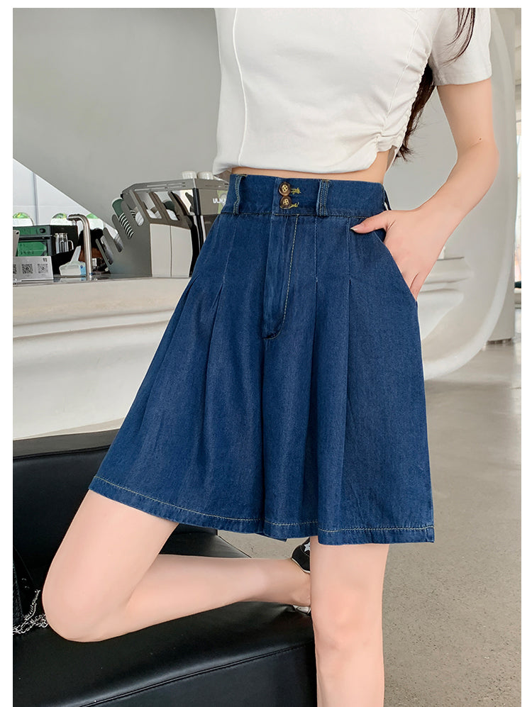 📺︎︎ CGS9560-36H 天絲牛仔褲夏季超薄款冰絲寬鬆直筒闊腿五分短褲(2色)