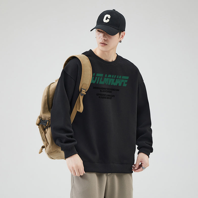 CBDC-W210-1B 圓領衛衣美式重磅寬鬆長袖男裝上衣(3色)