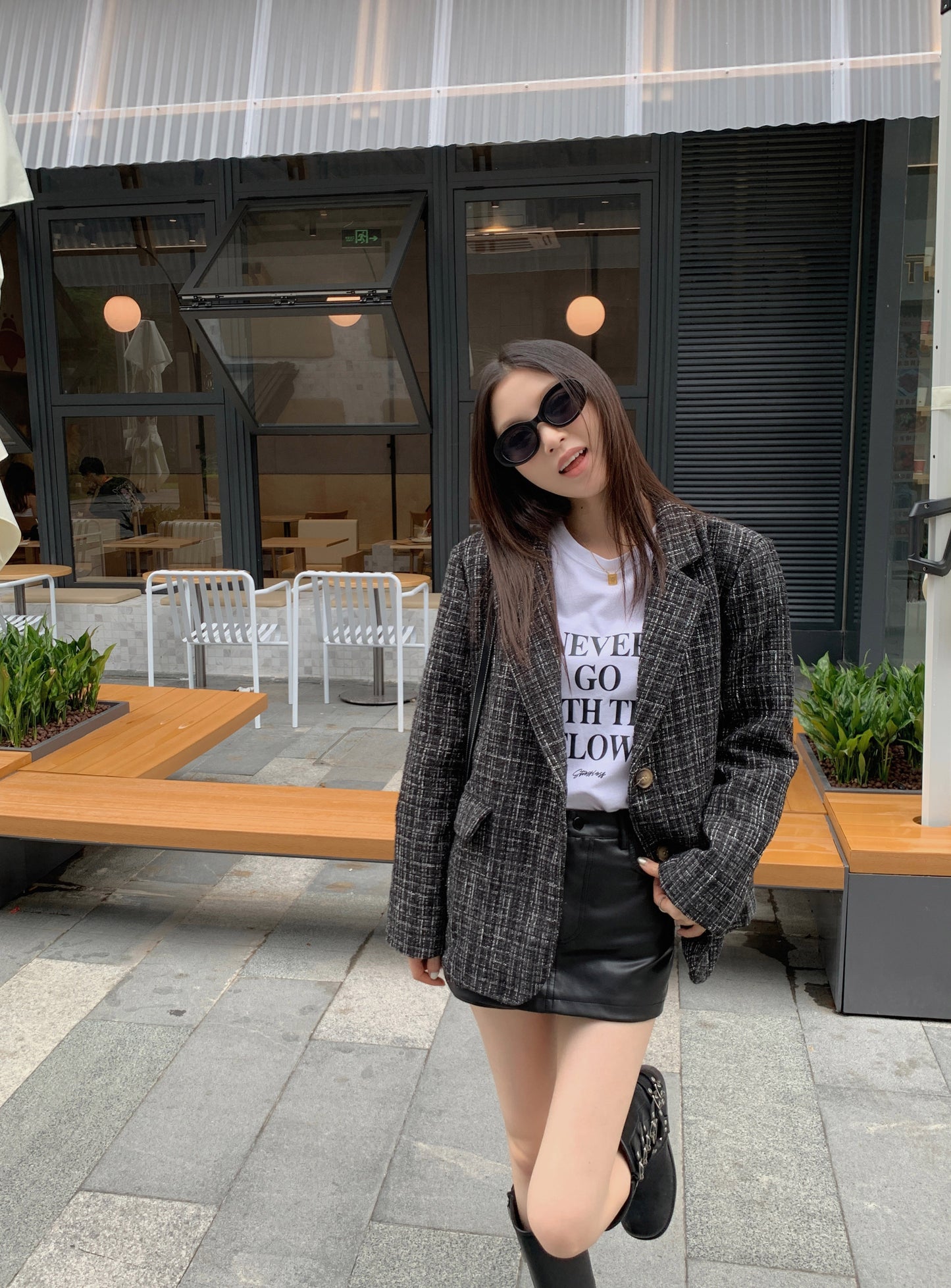 CGC0016-73B 格子西裝外套秋裝英倫風粗花呢