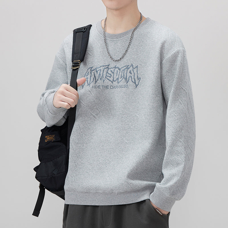 CBDM83026-1B 圓領衛衣寬鬆字母刺繡長袖T恤(4色)