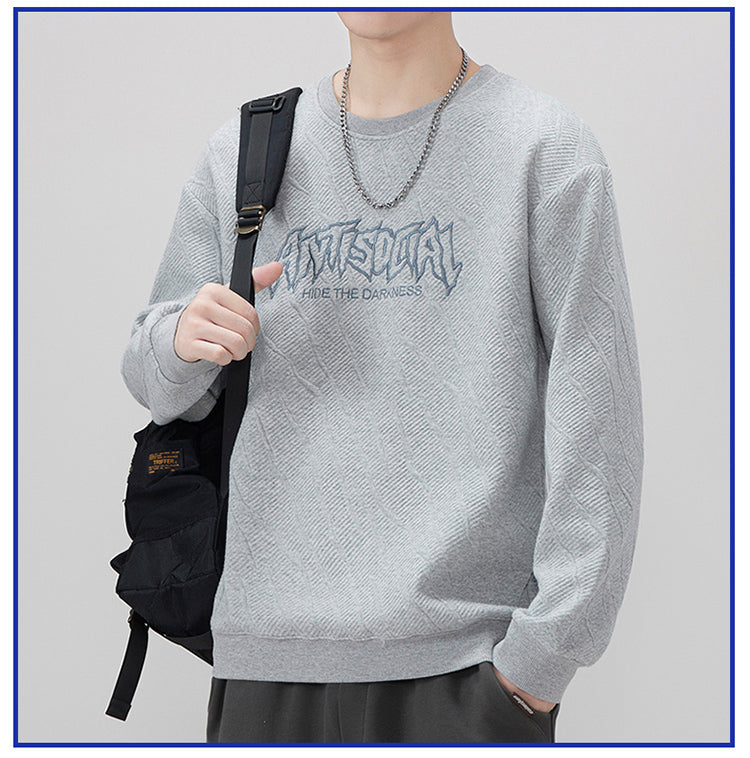 CBDM83026-1B 圓領衛衣寬鬆字母刺繡長袖T恤(4色)