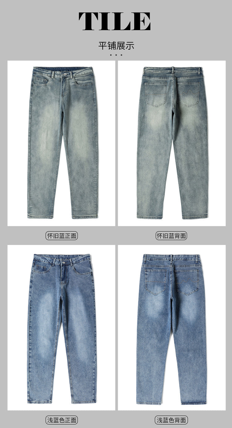 CBAT318-2-1B 復古懷舊直筒褲子寬鬆闊腿牛仔褲(4色)