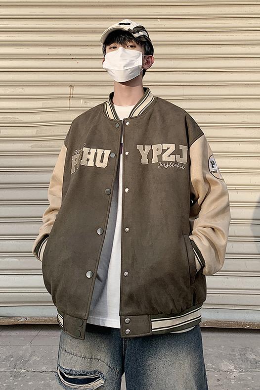 CBCKH11-403-1B 麂皮絨棒球服美式外套寬鬆休閒寬鬆