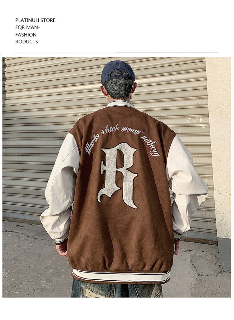 CBCKH11-403-1B 麂皮絨棒球服美式外套寬鬆休閒寬鬆