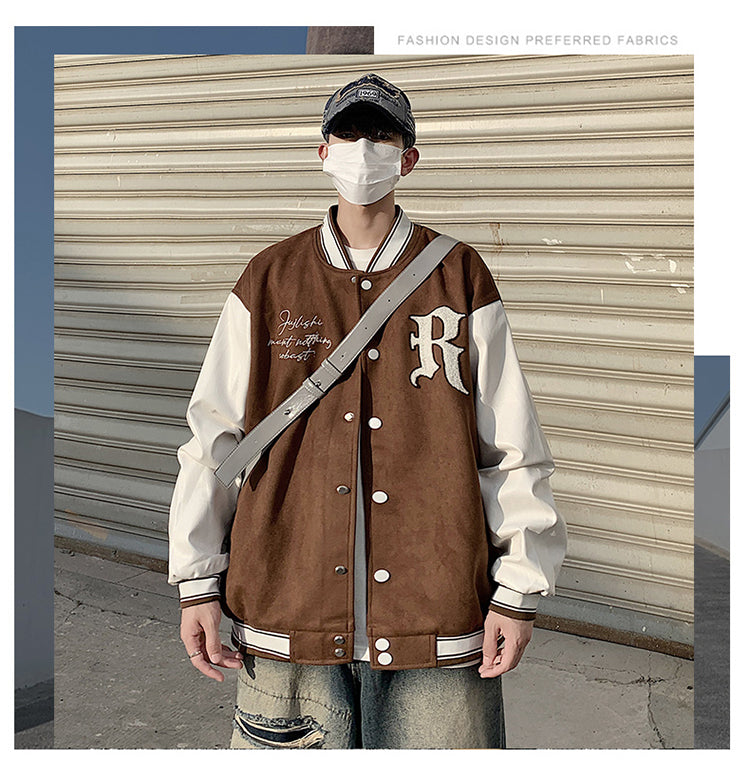 CBCKH11-403-1B 麂皮絨棒球服美式外套寬鬆休閒寬鬆