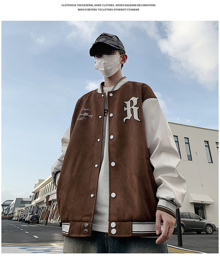 CBCKH11-403-1B 麂皮絨棒球服美式外套寬鬆休閒寬鬆