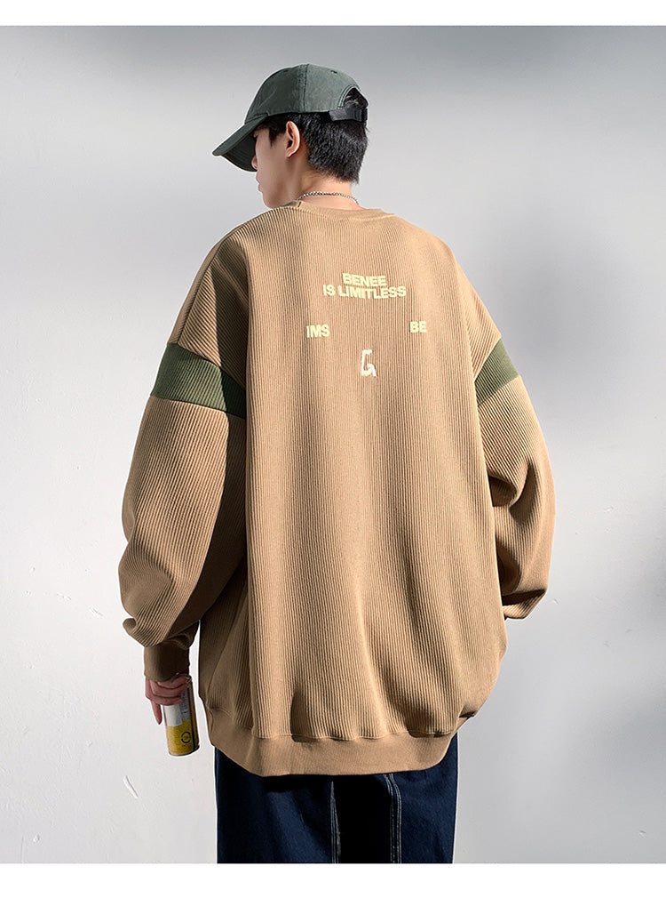 CBDMYW23-5031-1B 春秋日系潮牌寬鬆休閒簡約舒適刺繡圓領衛衣(4色)