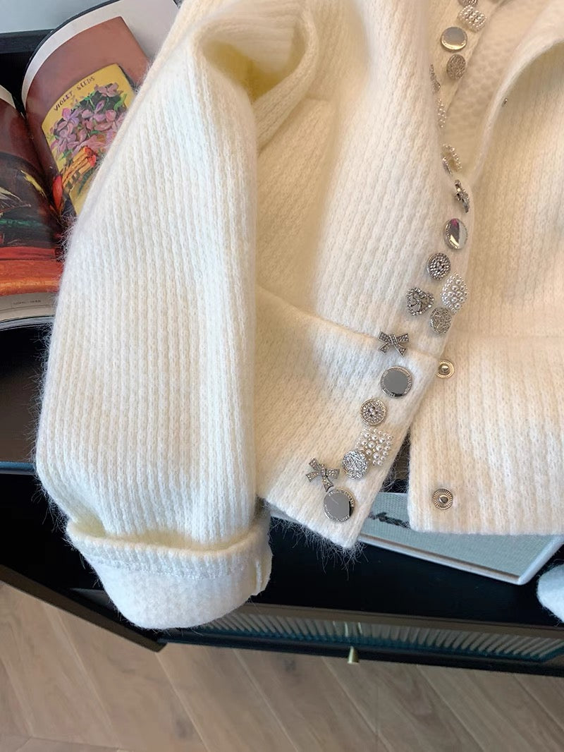 CGC7032-119B 秋冬多紐扣圓領針織外套