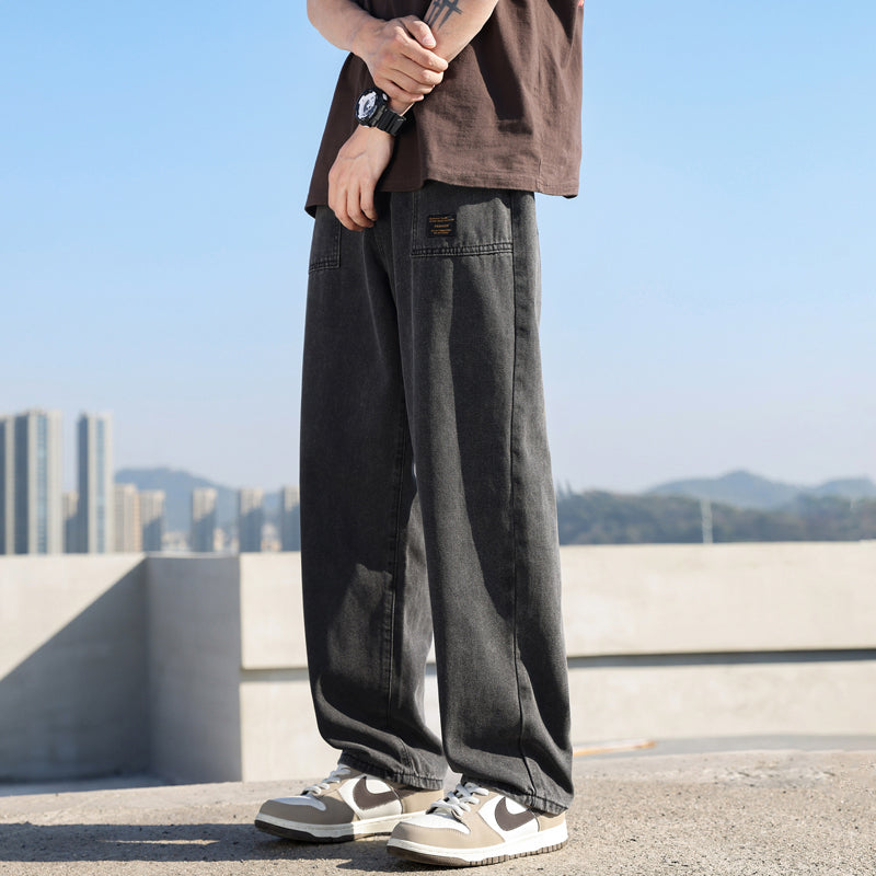 CBAT-G79-203-1B 日系春夏新款牛仔褲寬鬆闊腿褲繡標(4色)