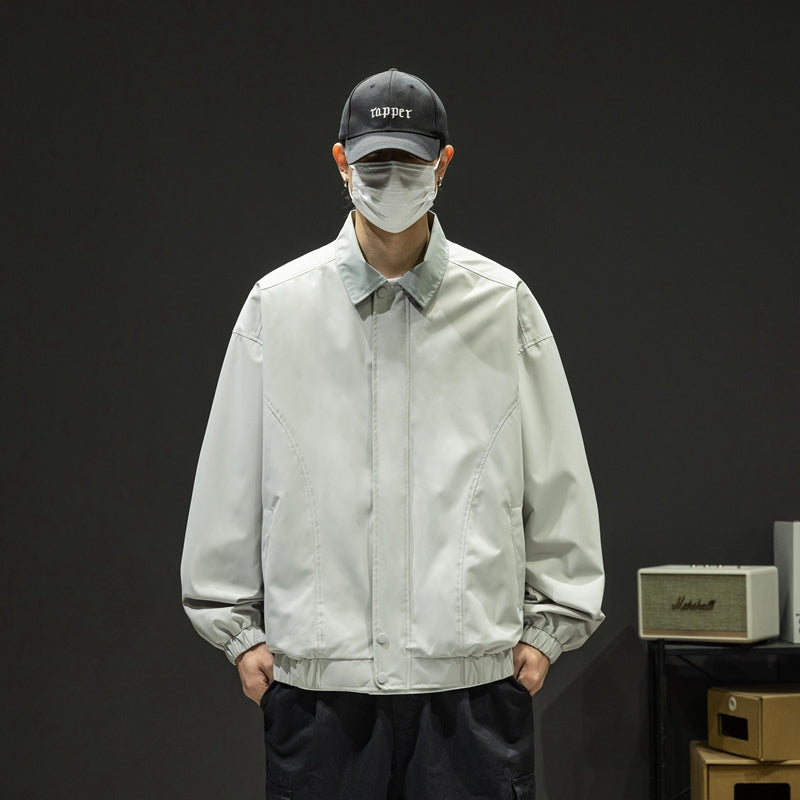 CBCMD9115-1B 衝鋒衣外套寬鬆休閒翻領夾克春秋工裝登山服(4色)