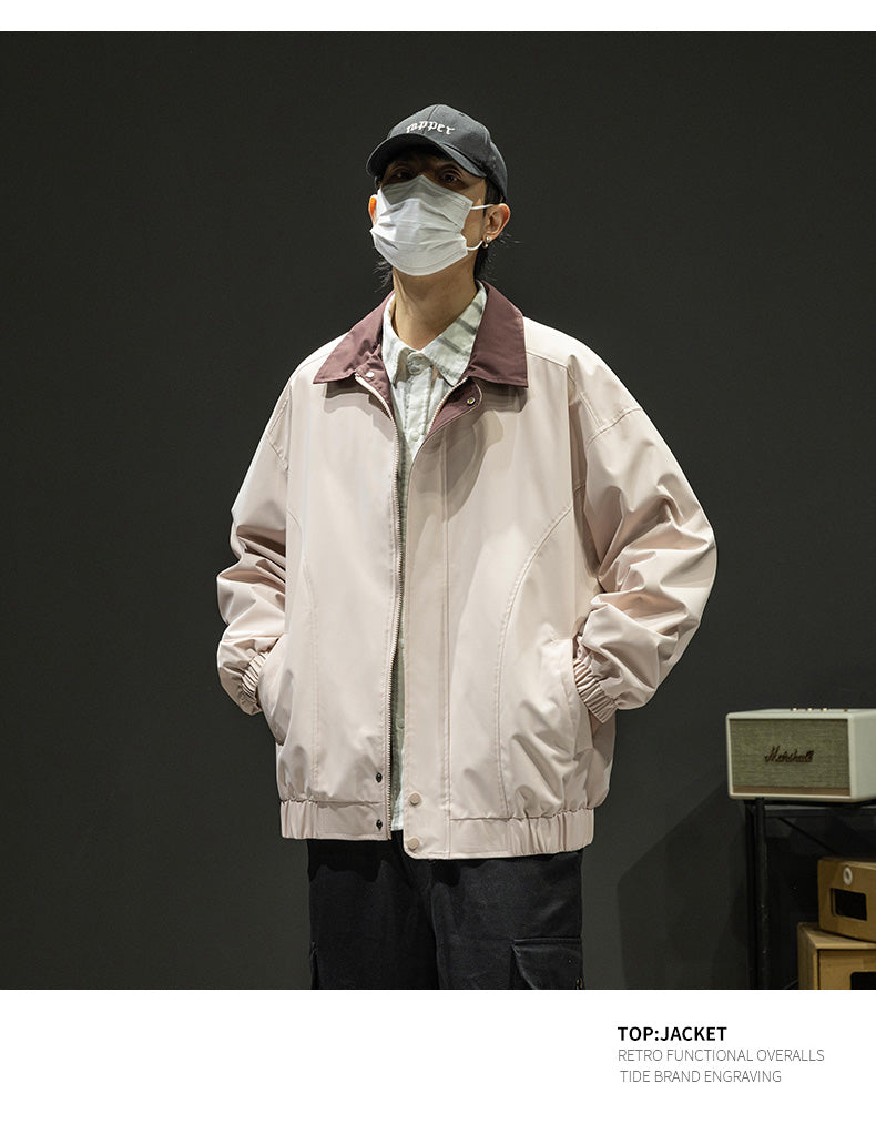 CBCMD9115-1B 衝鋒衣外套寬鬆休閒翻領夾克春秋工裝登山服(4色)