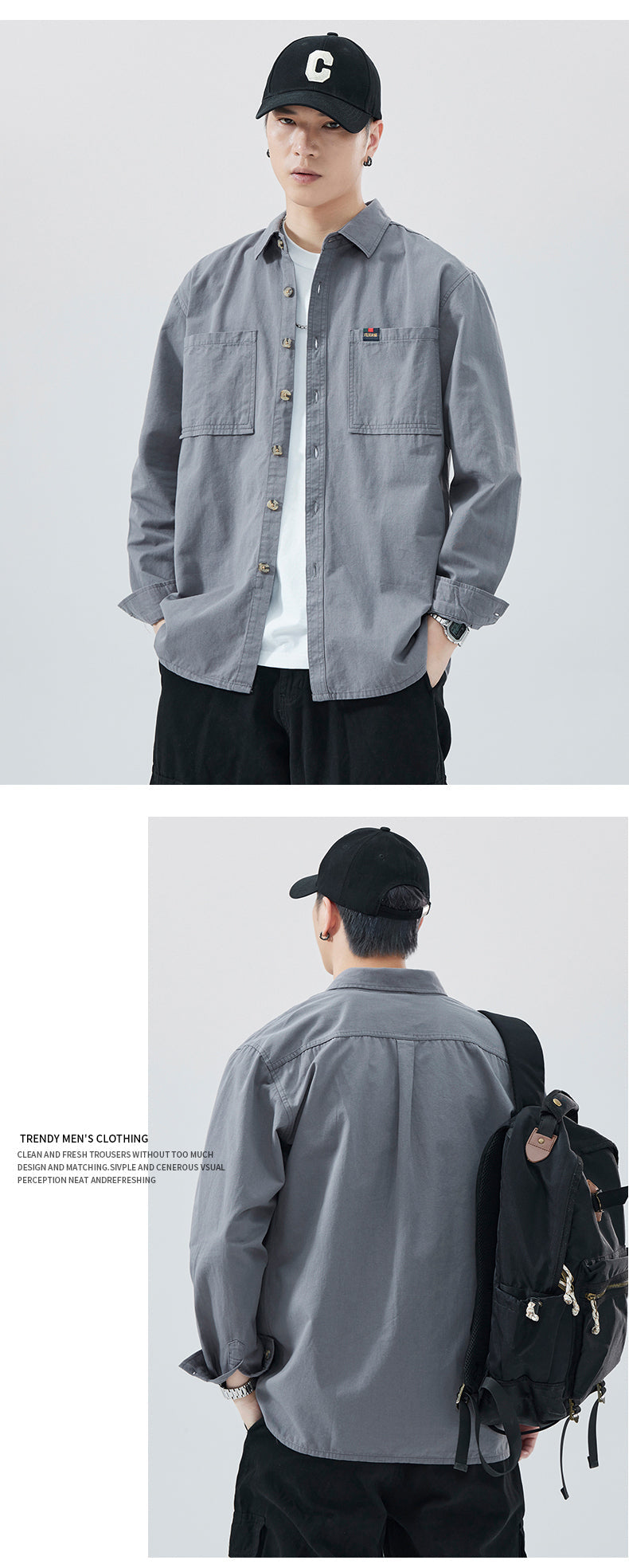 CBDZ612-1B 日系復古工裝長袖襯衫(4色)