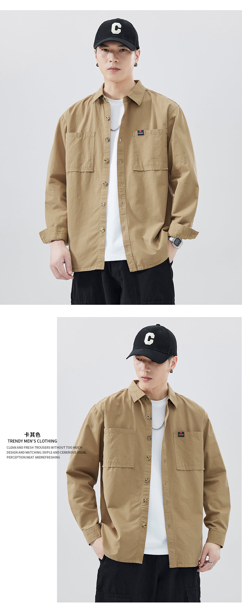 CBDZ612-1B 日系復古工裝長袖襯衫(4色)