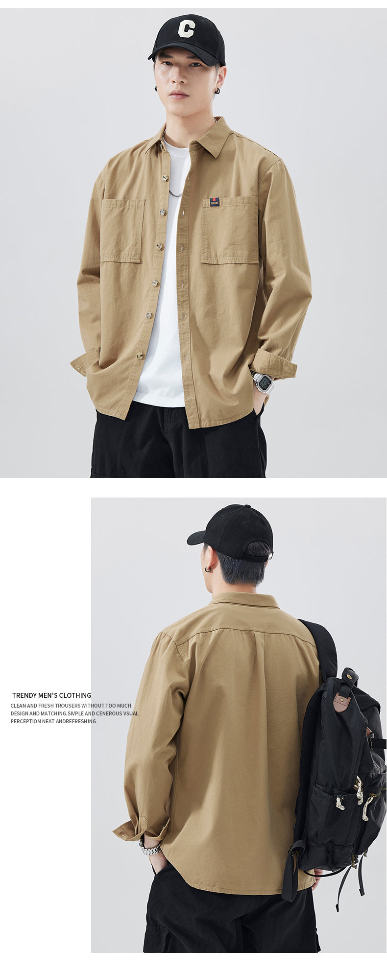 CBDZ612-1B 日系復古工裝長袖襯衫(4色)