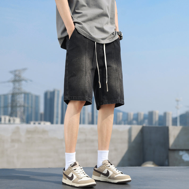 CBST-D20-1B 牛仔短褲男夏季美式男生褲工裝牛仔褲寬鬆五分中褲(3色)