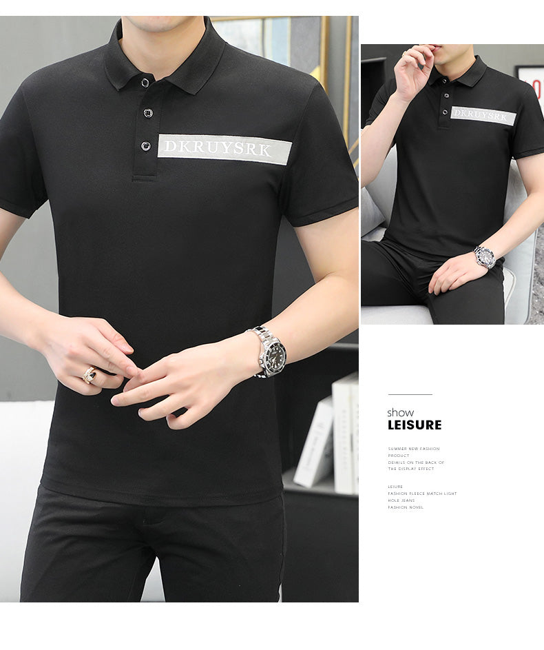 CBEJH2305-403-1B 短袖襯衫領男士夏季POLO衫潮流帥氣翻領半袖上衣(4色)