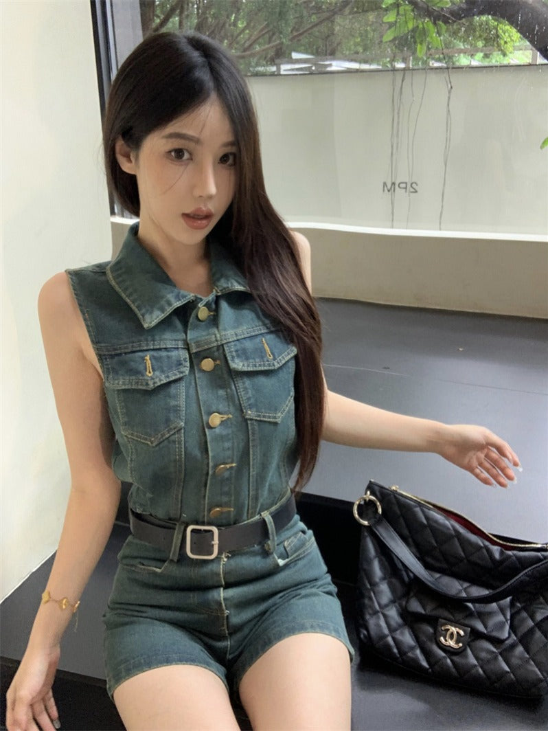 CGS11161-73B 牛仔鹽系輕熟辣妹兩件套裝夏季