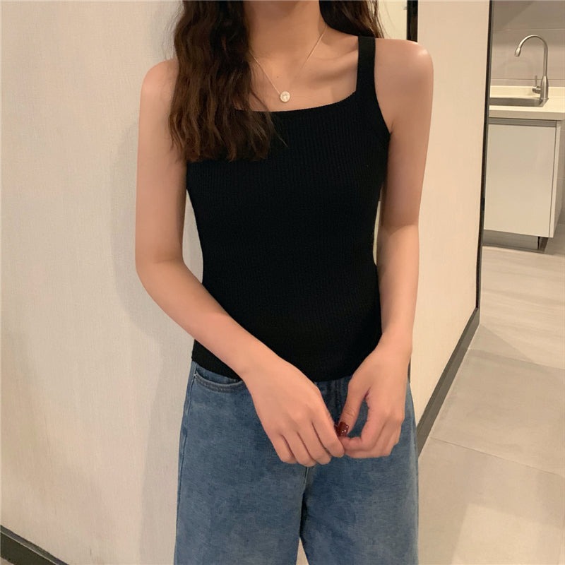 📺︎︎ CGF0572-9B 雙層加絨針織吊帶背心女內搭無袖彈力打底衫(4色)