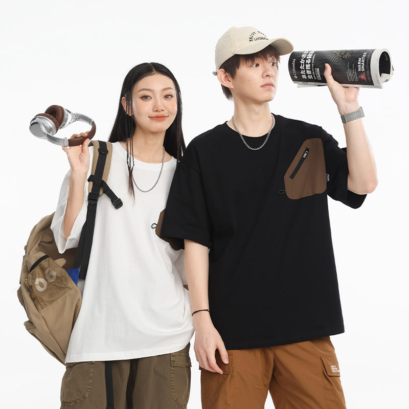 CBEFL2628-65B 重磅口袋短袖T恤寬鬆圓領T恤夏季(3色.男女同款)