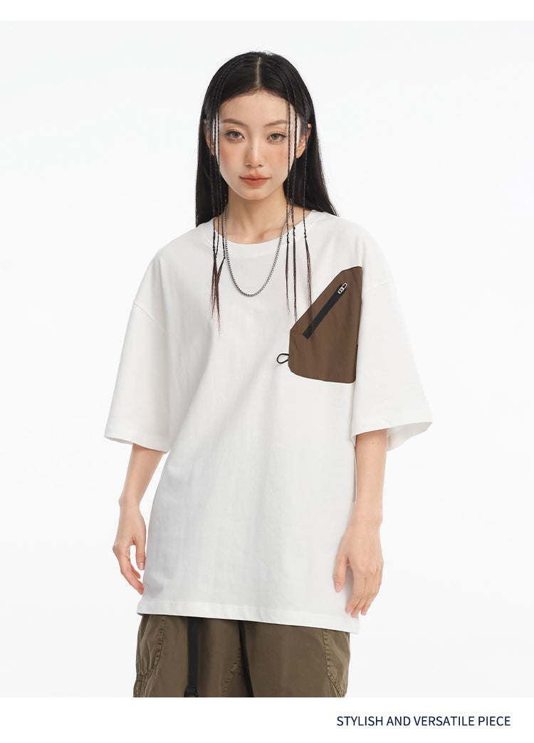 CBEFL2628-65B 重磅口袋短袖T恤寬鬆圓領T恤夏季(3色.男女同款)