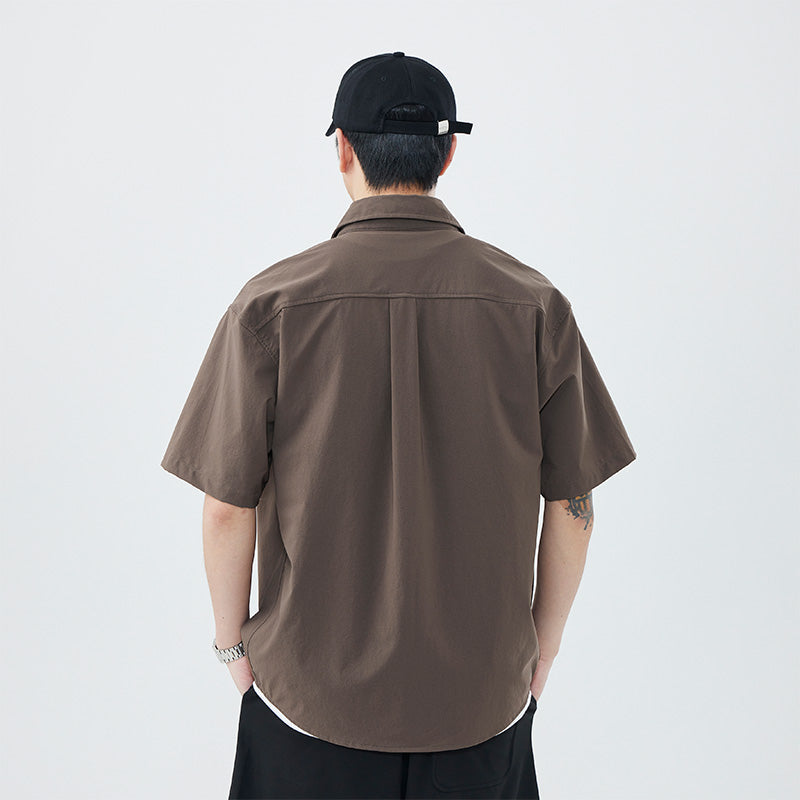 CBEET7706-65B 痞帥短袖襯衫夏季工裝日系襯衣(3色)