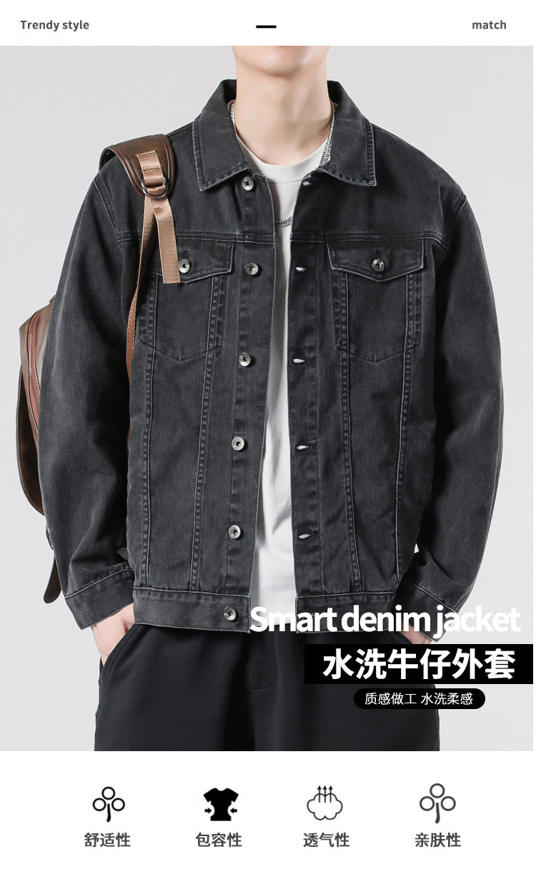 CBCFSK9028-1B 工裝夾克春秋季復古翻領牛仔外套(2色)