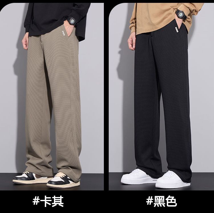 CBADD5535-65B 冬季加絨加厚保暖休閒寬鬆百搭半鬆緊舒適重磅針織褲(2色)