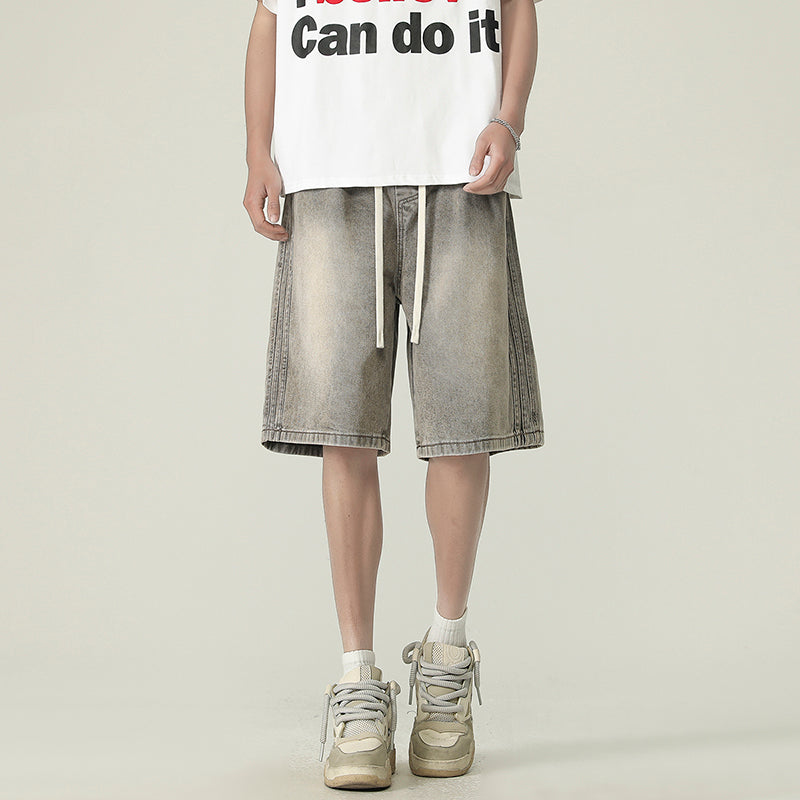 CBSKJ2534-84B 夏季全鬆緊腰頭抽繩設計側骨織帶中褲(2色)