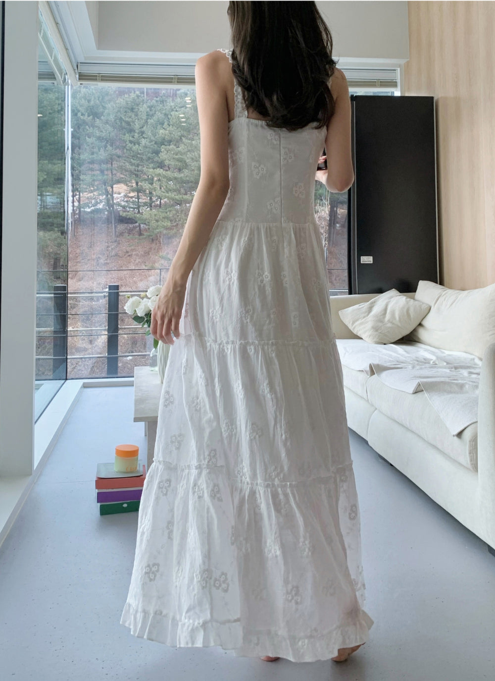 CGB3333-115B 重工刺繡吊帶連衣裙性感背心長裙