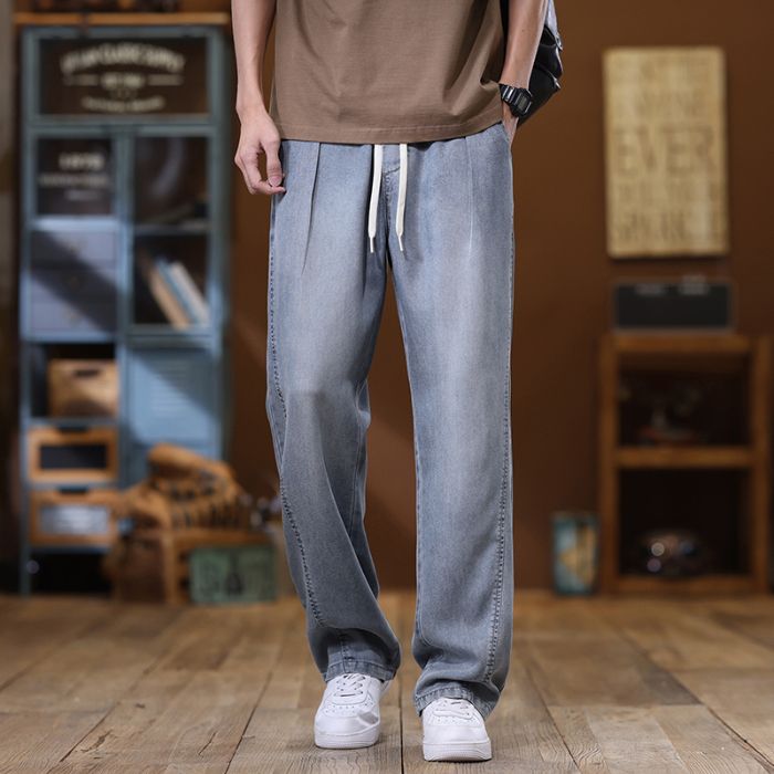 CBAUK2507-65B 直筒牛仔褲舒適垂順夏季薄款天絲萊賽爾凉感長褲(2色)