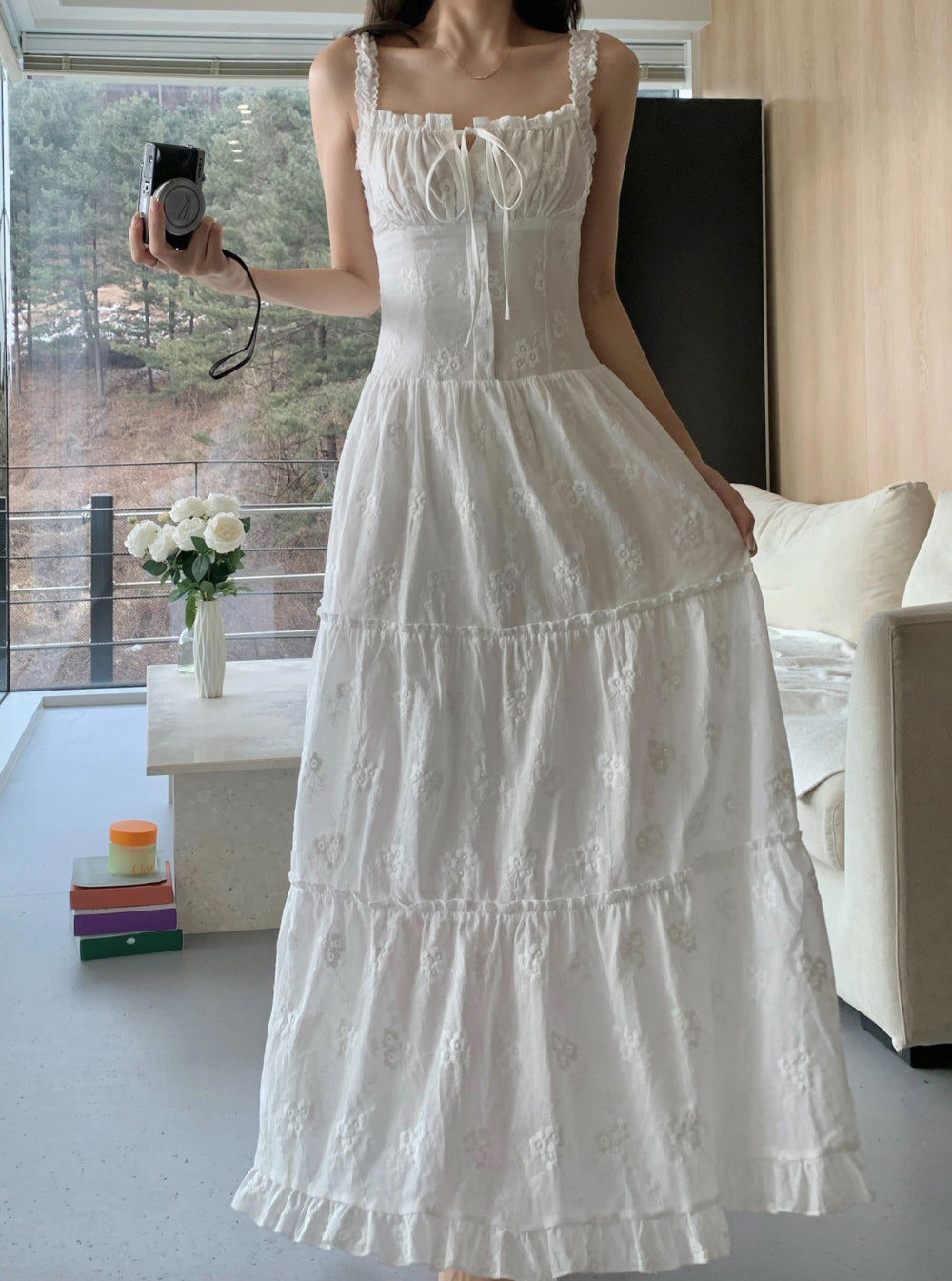 CGB3333-115B 重工刺繡吊帶連衣裙性感背心長裙