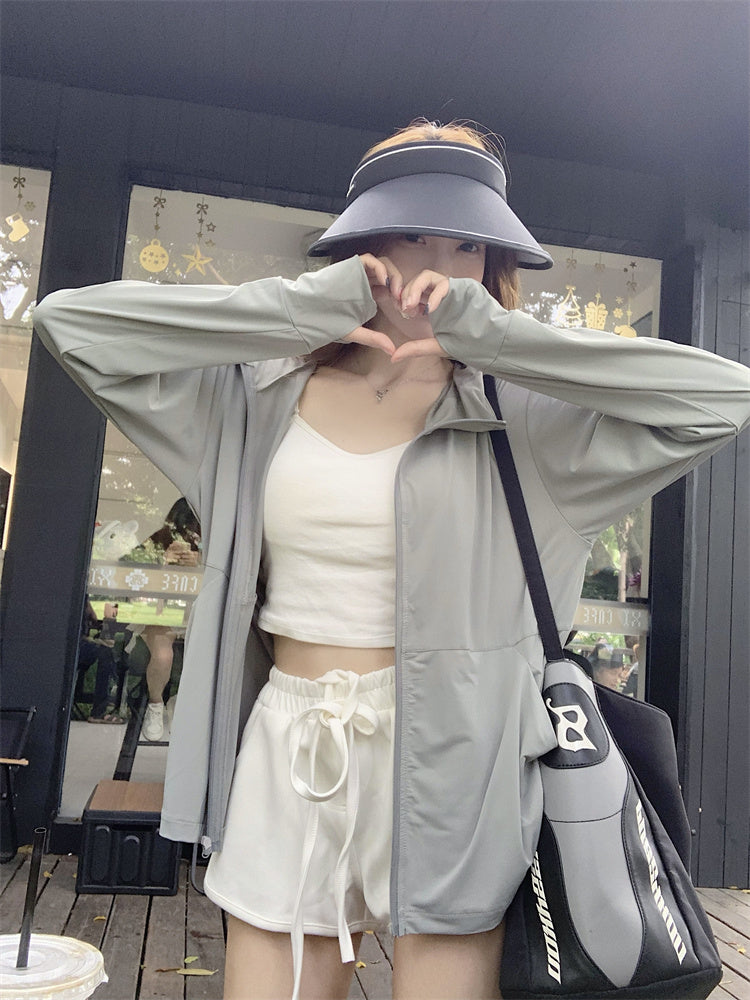 CGC0602-2B 冰絲防曬衣夏季防曬服大帽檐防紫外線薄男女外套(3色)CBC