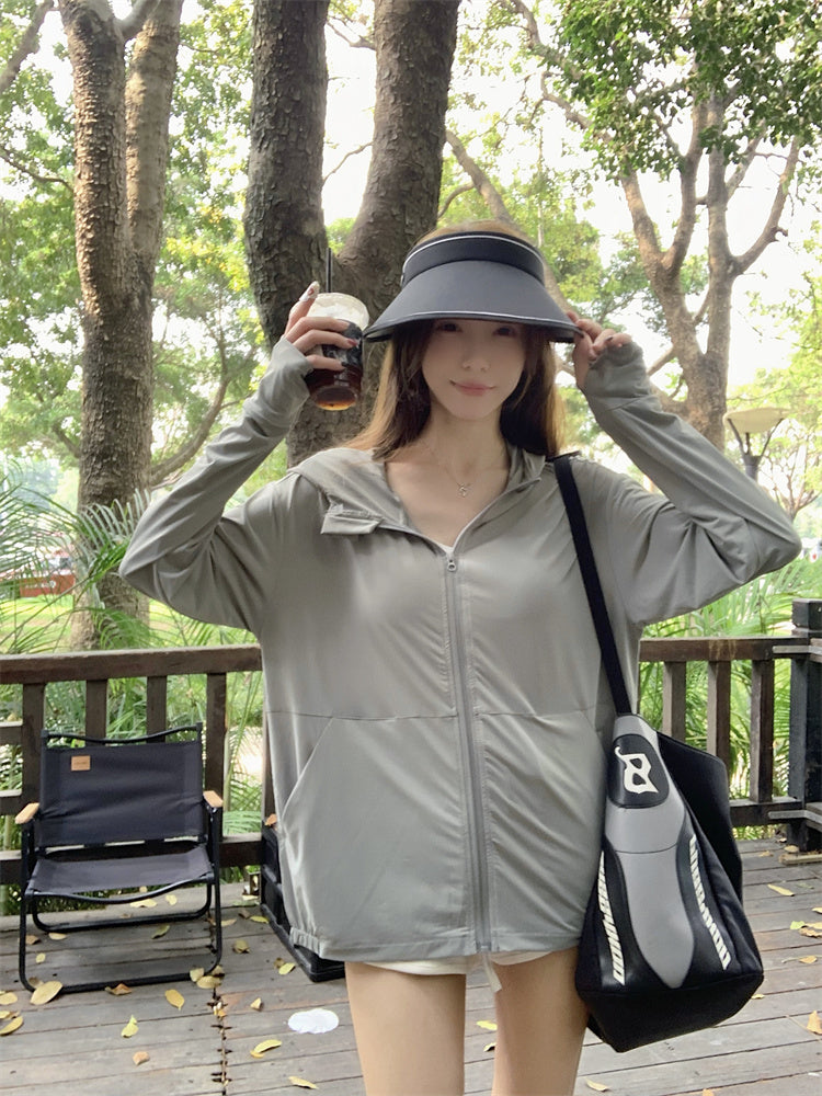 CGC0602-2B 冰絲防曬衣夏季防曬服大帽檐防紫外線薄男女外套(3色)CBC