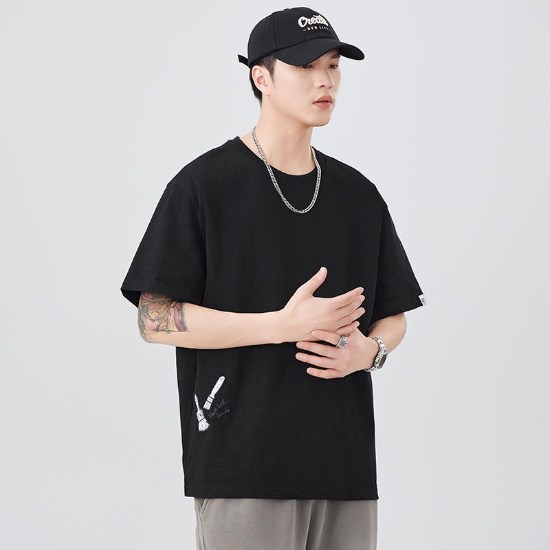 CBEFL6815-65B 夏季刺繡短袖T恤230g重磅五分袖(3色)