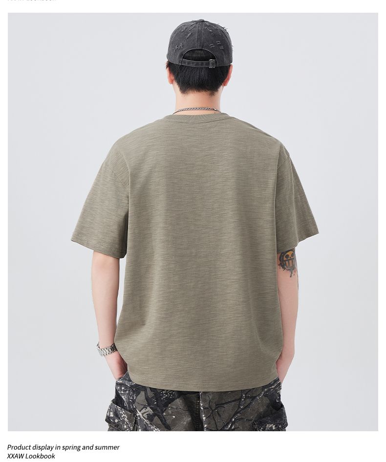CBEFL6815-65B 夏季刺繡短袖T恤230g重磅五分袖(3色)