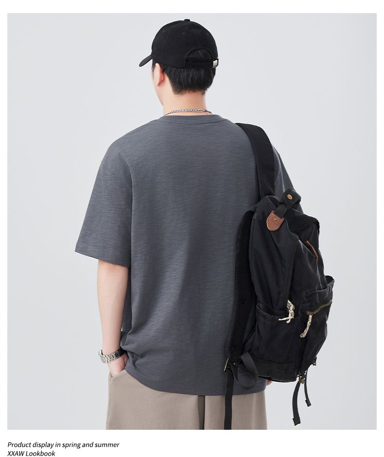 CBEFL6815-65B 夏季刺繡短袖T恤230g重磅五分袖(3色)