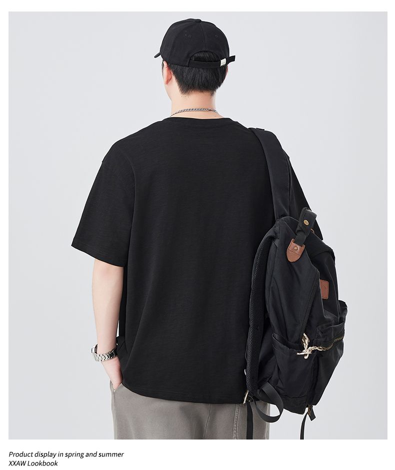 CBEFL6815-65B 夏季刺繡短袖T恤230g重磅五分袖(3色)