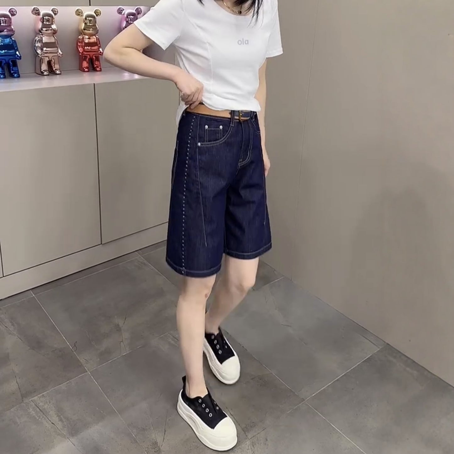 📺︎︎ CGS 8793-97B 夏季薄款牛仔短褲閒寬鬆百搭直筒五分褲