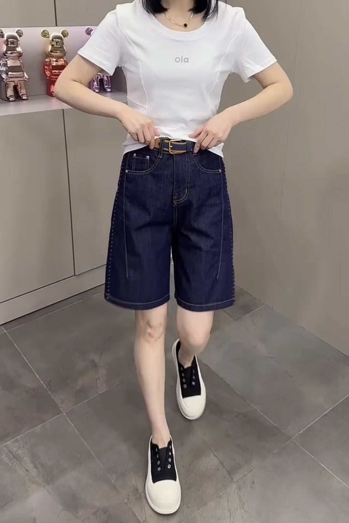 📺︎︎ CGS 8793-97B 夏季薄款牛仔短褲閒寬鬆百搭直筒五分褲