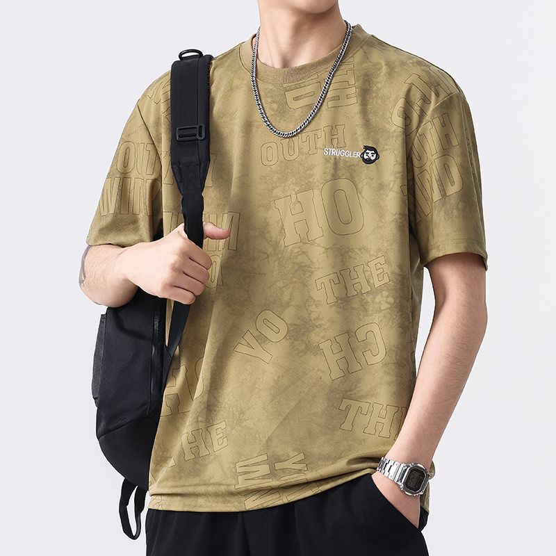 CBEEN5805-2-65B 夏季圓領短袖T恤百搭舒適薄款冰絲滿身畫彈力速乾(4色)