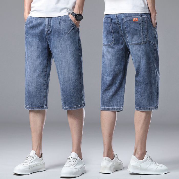 CBSDN-K715-1B 夏季輕薄款寬鬆七分牛仔短褲(2色)