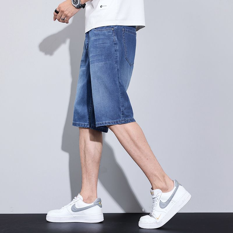 CBSHJ-A980-1B 冰絲牛仔短褲夏季薄款寬鬆直筒天絲五分中褲(3色)